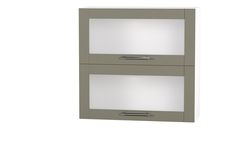 Horizontal kitchen upper cabinet with 2 glass doors, 800 mm