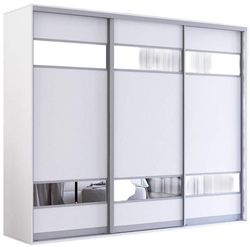cumpără Dulap Mobildor-Lux Fox uși glisante din PAL cu elemente din oglindă (240x60x220H cm) Alb în Chișinău 