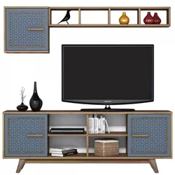 купить Стенка Trendy Ayla, Nuc, Albastru 160x56x35cm в Кишинёве 