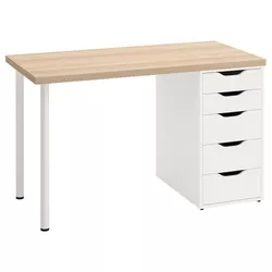 cumpără Masă de birou Ikea Lagkapten/Alex 120x60 Bleached Oak/White în Chișinău 