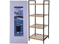Etajera cu 4 nivele Bathroom 38X32.5X95cm, metal/bambus