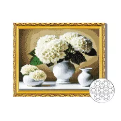 купить Картина по номерам Art Gallery GB87777 Mozaic cu diamante 30x40cm Hortensii albe в Кишинёве 