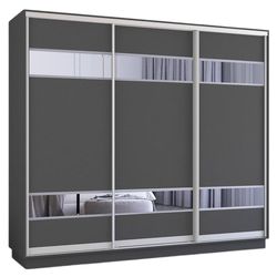 купить Шкаф Mobildor-Lux Fox uși glisante din PAL cu elemente din oglindă (320x60x230H cm) Anthracite в Кишинёве 