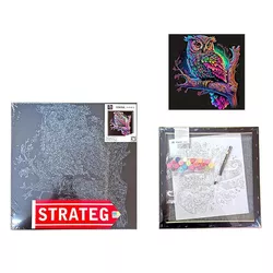 купить Картина по номерам Strateg 57212 fundal negru 40x40 Bufnita colorata в Кишинёве 