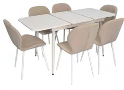 cumpără Set masă și scaune Evelin di Costacurta стол DT-531R Wh + 6 стульев YTC-064Wh Bjorn-24 (Light beige) în Chișinău 