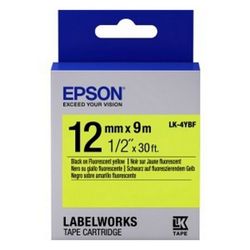 Tape Cartridge EPSON LK4YBF; 12mm/9m Fluorescent, Black/Yellow, C53S654010