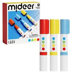 купить Набор для творчества Mideer SMD3386 Set de markere lavabile cu vârf rotund și ștampilă, 12 culori в Кишинёве 