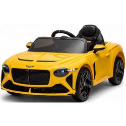 cumpără Mașină electrică pentru copii Kids car 8010317DR_Yellow Bentley Bacalar, 12V7AH, scaune din piele în Chișinău 