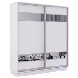 купить Шкаф Mobildor-Lux Fox uși glisante din PAL cu elemente din oglindă (180x60x200H cm) Alb в Кишинёве 