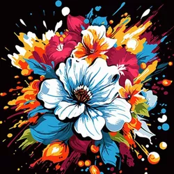 cumpără Tablou pe numere Strateg 57223 Explozie florala 40x40cm (fundal negru) în Chișinău 