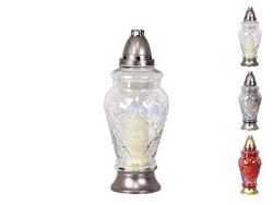 Candela sticla cu capac 33cm 55ore sidef 3 culori