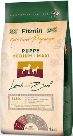купить Корм для питомцев Fitmin Dog medium maxi puppy lamb&beef 12 kg в Кишинёве 