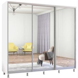 cumpără Dulap Mobildor-Lux Aron uși glisante din oglinzi (240x60x230H cm) Alb Brilliant în Chișinău 