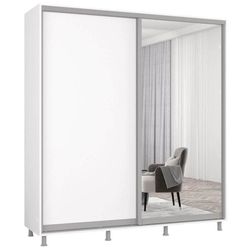 cumpără Dulap Mobildor-Lux Aron-P uși glisante din oglindă și PAL (200x60x220H cm) Alb Brilliant în Chișinău 