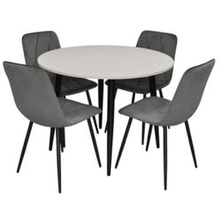купить Комплект стол и стулья Evelin di Costacurta стол DT-402-3B + 4 стула YTC-080B, BLU-14 Dark grey в Кишинёве 