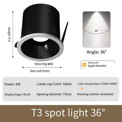 cumpără Corp de iluminat interior Aqara Downlight T3 6W , черный спот - 80 градусов (TDLO1LM) în Chișinău 