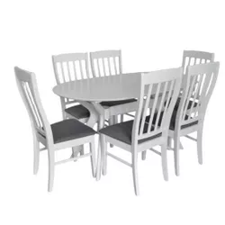 купить Комплект стол и стулья Evelin di Costacurta стол Raffles Oval White + 6 стульев Wenyi White/NV-10WP Grey в Кишинёве 