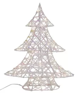 купить Новогодний декор Promstore 56534 Figurina luminoasa Brad, 20LED, 30cm, 2xAA, culoare perlata в Кишинёве 