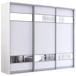 купить Шкаф Mobildor-Lux Раздвижные двери Fox из ДСП с зеркальными элементами (270x60x200 см, высота) Белый в Кишинёве 