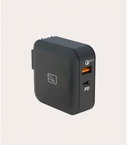 Tucano Wall Charger USB-A + Type-C QC3.0/PD 36W, all in 1 US/UK/EU/AUS worldwide adapter, Black