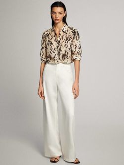 Блуза Massimo Dutti Бежевый с принтом 5164/848/710