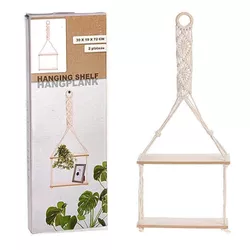 купить Полка декоративная H&S 32398 Подвесная полка 2 уровня 30x10x66см, натуральная в Кишинёве 