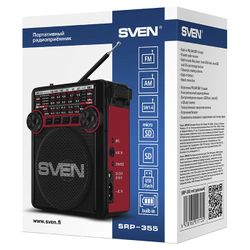 Speakers SVEN Tuner "SRP-355"  Black/Red, 3w, FM, USB, SD/microSD, flashlight