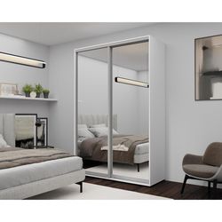 cumpără Dulap Nex Home Dulap cu uși glisante, 160x60x240cm, Oglinda, Alb în Chișinău 