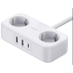 cumpără Filtru electric Ugreen 50683 / Power Strip 2 Plug + 2*USB-A + 1*USB-C, 30W DigiNest Life EU CD280, White în Chișinău 