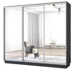 cumpără Dulap Mobildor-Lux Fox uși glisante din oglinzi (350x60x240H cm) Anthracite în Chișinău 