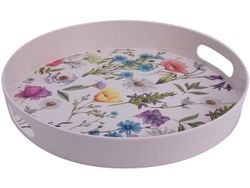 Tava de servire de bambus EH "Flori"  D30cm, H4cm, 4culori
