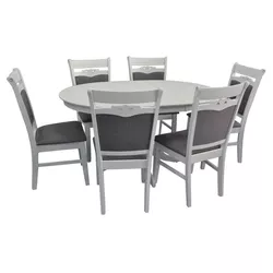 купить Комплект стол и стулья Evelin di Costacurta стол Capella White + 6 стульев HV-3167 White/Grey в Кишинёве 