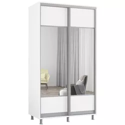 купить Шкаф Mobildor-Lux Aron-S uși glisante din PAL cu oglindă (K1) orizontal (100x60x200H cm) Alb brilliant в Кишинёве 