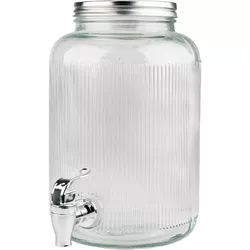 купить Контейнер для хранения пищи Excellent Houseware 38635 Borcan băuturi Dungi, 4.0L, D16x25cm, din sticla cu robinet в Кишинёве 