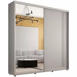 купить Шкаф Mobildor-Lux Compact uși glisante Oglindă + PAL cu ornament grecesc (200x45x220H cm) Grey в Кишинёве 