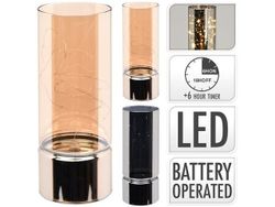 Candelabru LED fir si timer 20X8cm, sticla, auriu