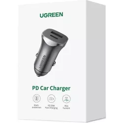 купить Зарядное устройство для автомобиля Ugreen 40858 1USB-A+Type-C Aluminum 3A 30W, Grey в Кишинёве 