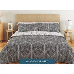 cumpără Lenjerie de pat Relaxe Home Lenjerie de pat Soft Dreams (EURO) (200x220) (Quadro Star grey) în Chișinău 