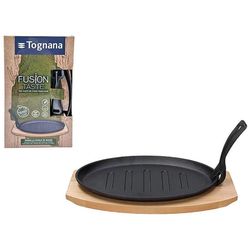 купить Сковорода Tognana 55922 Чугунная сковорода 27x17 см Fusion Keys на деревянной подставке в Кишинёве 