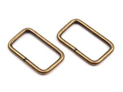 Inel metalic dreptunghiular, 13x25 mm, alamă antică
