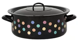 cumpără Cratiță Promstore 54145 Cratita emailata Buline colorate 20cm, 2.8l, capac din metal în Chișinău 