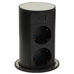 купить Розетка электрическая ASA Plastici 060.47F.00108 Versalift round version 2 sockets F + 1 USB 5V (A+C) Stainess steel в Кишинёве 