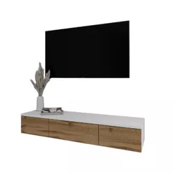 купить Тумба напольная для TV Smartex (16557) Т10 100 TV-Навесная Alb+Stejar inchis в Кишинёве 