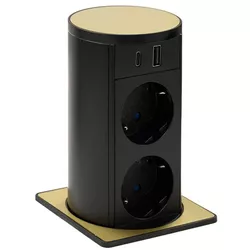 купить Розетка электрическая ASA Plastici 060.47F.00010 Versalift square version 2 sockets F + 1 USB 5V (A+C) Gold в Кишинёве 