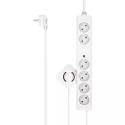 купить Фильтр электрический Hama 223141 Power Strip, 6-Way, Foot Switch, 3M (2X 1.5M Incl. Switch), White в Кишинёве 