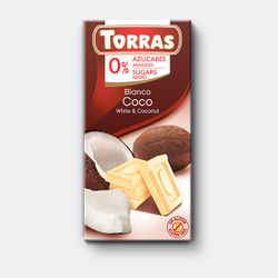 Шоколад белый с кокосом без сахара, без глютена Torras 75г