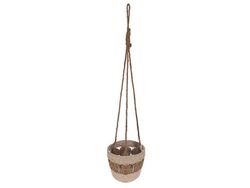 Кашпо плетеное подвесное D22cm, H18cm, две каймы