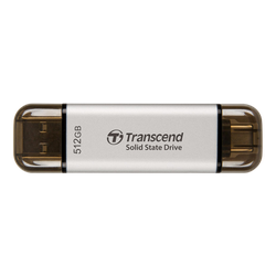 .512TB  Transcend Portable SSD ESD310S Silver, USB-A/C 3.2 (71.3x20x7.8 mm, 11g, R/W:1050/950 MB/s)