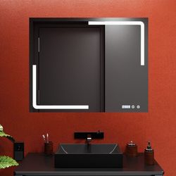 купить Зеркало для ванной Bayro Edge 1000x800 LED touch подогрев, часы, термометр в Кишинёве 