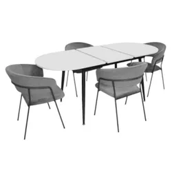 купить Комплект стол и стулья Evelin di Costacurta стол DT-533R B + 4 стула YTC-097B UF Blu-14 (Dark grey) в Кишинёве 